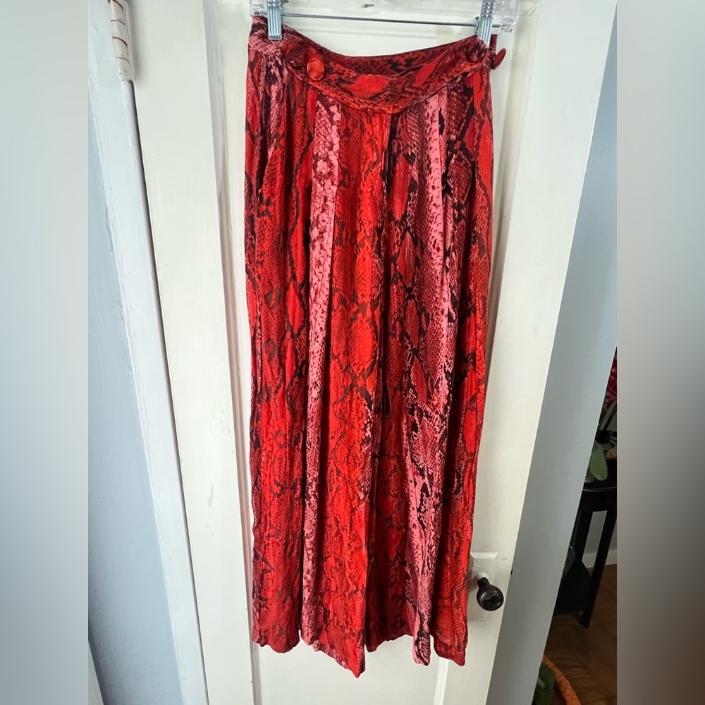 Just Cavalli Red Python Print Palazzo Pants IT 40… - image 5